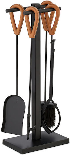 Relaxdays Kaminwerkzeug-Set mit Kremantala Schwarz