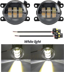 Set 2 Led Fog Lights Halogens Dacia Renault Ford Citroen Suzuki White Light Ø91 Mm 12v Aluminum