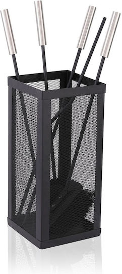 Relaxdays Fireplace Tool Set With Black Bucket