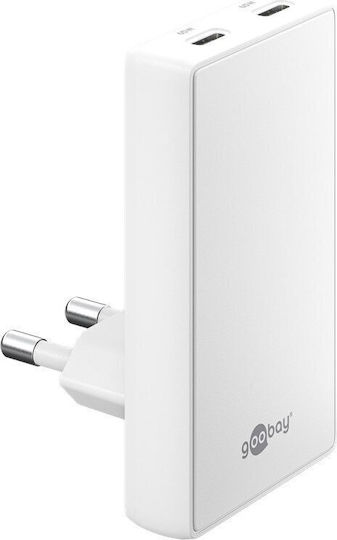 Goobay Încărcător Fără Cablu GaN cu 2 Porturi USB-C 65W Power Delivery Alb (75726)
