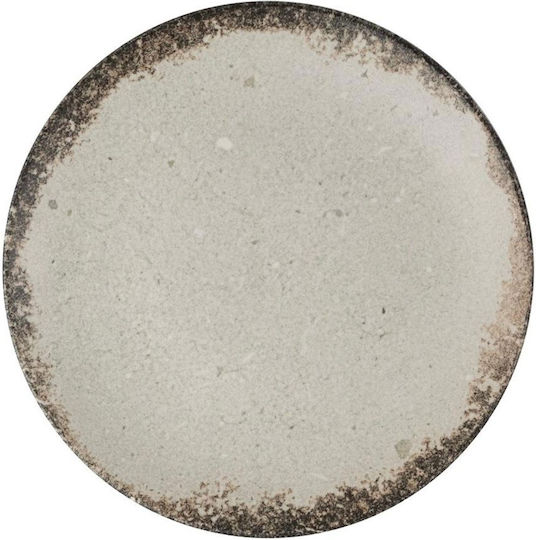 Kutahya Porselen Rustiground Shallow Serving Plate Made of Yellow Porcelain with Diameter 27cm