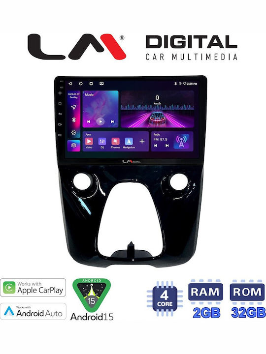 LM Digital Car Audio System for Peugeot 107 Toyota Aygo Citroen C1 2014>2021 Bluetooth USB Wi-Fi GPS Apple CarPlay Android Auto