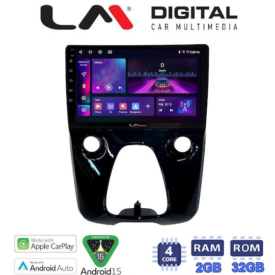 LM Digital Car Audio System for Peugeot 107 Toyota Aygo Citroen C1 2014>2021 Bluetooth USB Wi-Fi GPS Apple CarPlay Android Auto