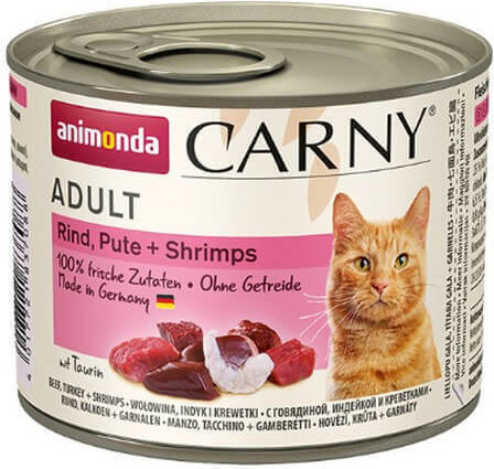 Animonda Carny Wet Cat Food for Adult Cats in Cans with Turkey, Shrimps, Beef and Meat Grain Free 400gr