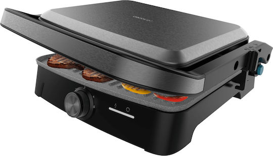 Cecotec Rock'nGrill 2000 Full Open Επιτραπέζια Ηλεκτρική Ψησταριά Αυλακωτής Πλάκας 2000W με Καπάκι και Ρυθμιζόμενο Θερμοστάτη 29.7x23.5εκ.