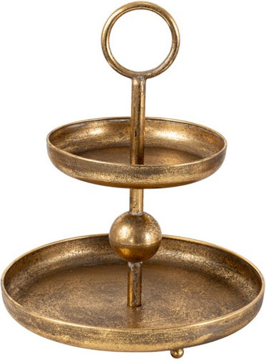 Zen Collection Μεταλλική Ορντεβιέρα με Βάση Χρυσή Ø30cm Π30xΜ38cm