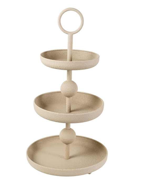 Zen Collection Μεταλλική Ορντεβιέρα με Βάση Μπεζ Ø30cm Π30xΜ57cm