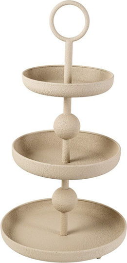 Zen Collection Μεταλλική Ορντεβιέρα με Βάση Μπεζ Ø30cm Π30xΜ57cm