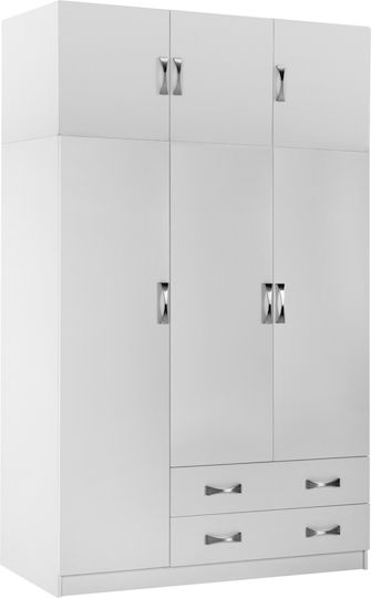 Carly Τρίφυλλη Ντουλάπα με Πατάρι 150x55x240cm Λευκό Carly Τρίφυλλη Ντουλάπα με Πατάρι 150x55x240cm Λευκό