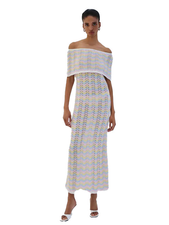 Summer Midi Dress Knitted White