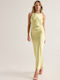 Summer Maxi Slip Dress for Wedding / Christening Satin Lemon