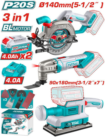 Set Scule cu Acumulator Total Tosli250781e 20 V 2 x 4 Ah