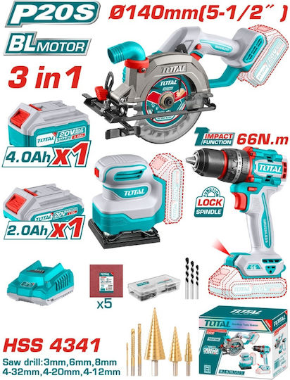 Total Tosli241193e Cordless Tool Set 20 V 2/4 Ah