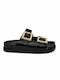 Damen Anatomische Flache Sandalen Schwarz WS-832-Black