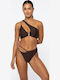 Bikini Set One Shoulder Dark Brown