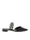 Flat Leather Mules In Black Colour