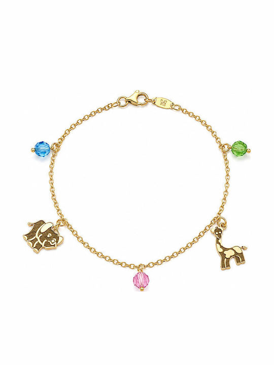 Ios Kids Bracelet Chain Made of 14K Gold with Stones