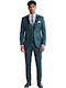 Men's Groom's Suit with Vest Petrol Blue