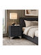 Bedside Table With Black Fabric Upholstery 45x43x53cm