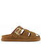 Suede Mules With Heel In Brown Colour