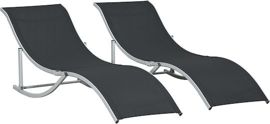 Outsunny Aluminium Beach Lounger-Armchair Black 61x63cm Set of 2