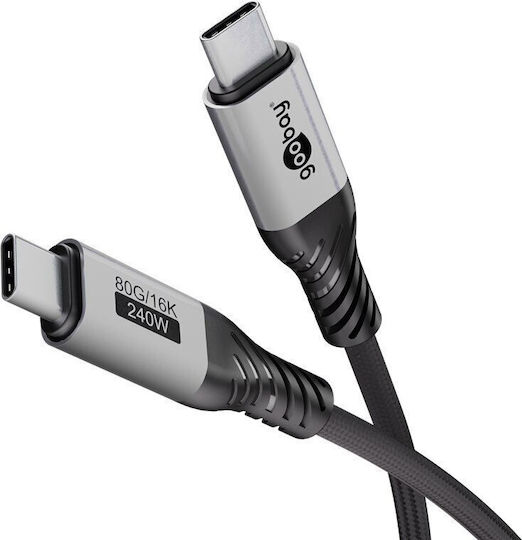 Goobay Плетен USB 4 Видео Кабел USB-C Мъжки - USB-C 240W Черен 1м 74775 Bulk