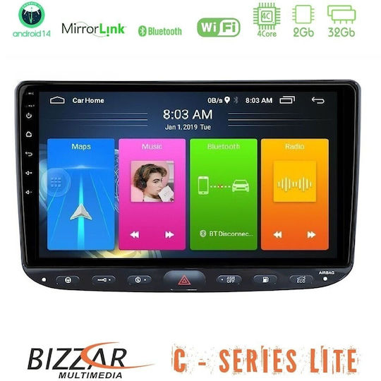 Bizzar Auto-Audiosystem Für Fiat Punto Evo / Punkt 2018 Bluetooth USB AUX Eingebautes Wi-Fi GPS Apple CarPlay Android Auto Mit Touchscreen 9 Zoll