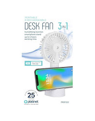 Ανεμιστήρας Platinet Χειρός Desk Fan Phone Holder Air Humidifier Type-c White Ανεμιστήρας Platinet Χειρός Desk Fan Phone Holder Air Humidifier Type-c White