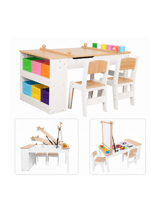 Kids Table Set with Chairs for Painting Made of Wood