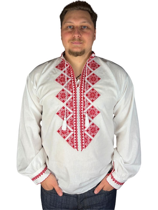 Blouse White Red