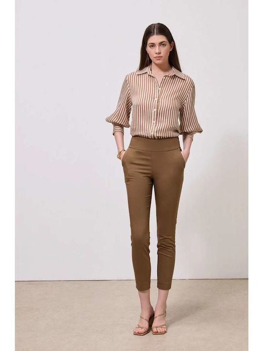 Women's High Waist Fabric Trousers in Slim Fit Cassy