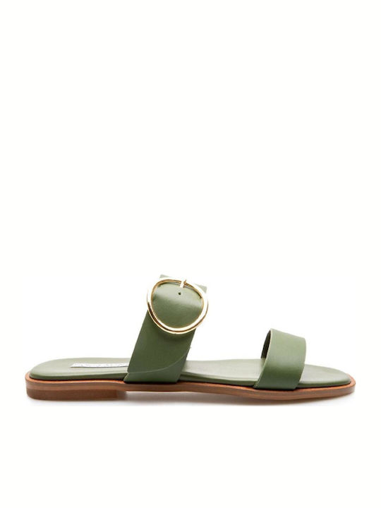 Sofia Manta Leather Women's Flat Sandals Green