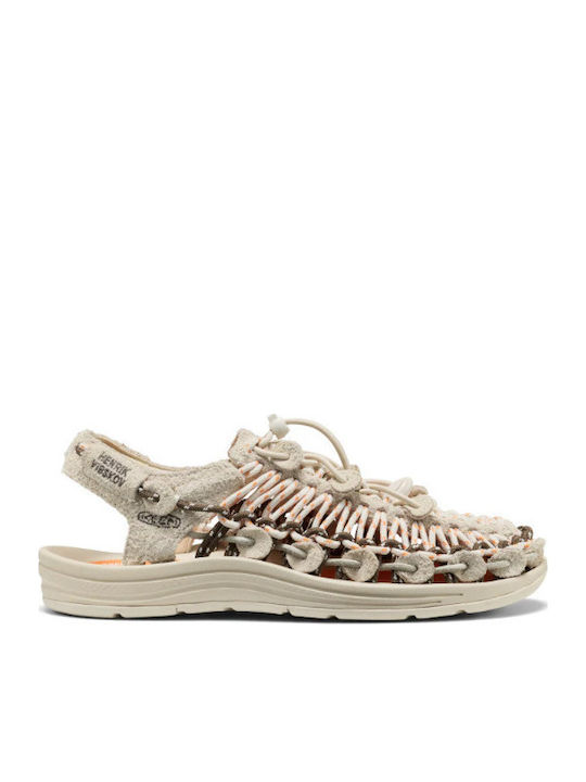 Leather Women's Flat Sandals Tangerine Cream