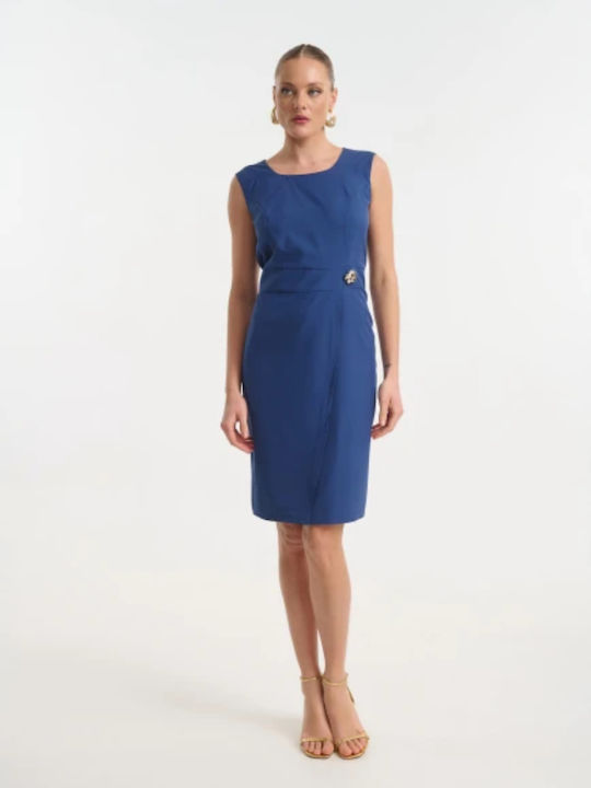 Rochie Midi Fără Mâneci Albastru