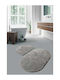 SteweHome Non-Slip Set Bath Mats Oval STE-029991-P29991 Gray 100x150cm 2 Pieces