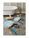 SteweHome Non-Slip Set Bath Mats Oval STE-029850-P29850 Blue 60x100cm 2 Pieces