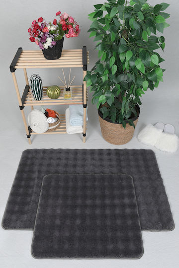 SteweHome Non-Slip Set Bath Mats STE-029843-V66298 Gray 50x80cm 2 Pieces