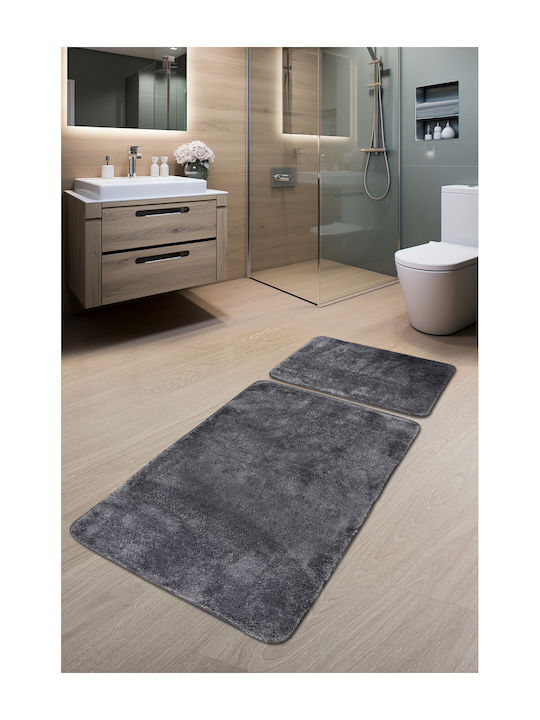 SteweHome Rutschfestes Set Badematten SteweHome Grau 60x100cm 2 Stück