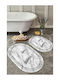 SteweHome Non-Slip Set Bath Mats Oval STE-029774-P29774 Gray 60x100cm 2 Pieces