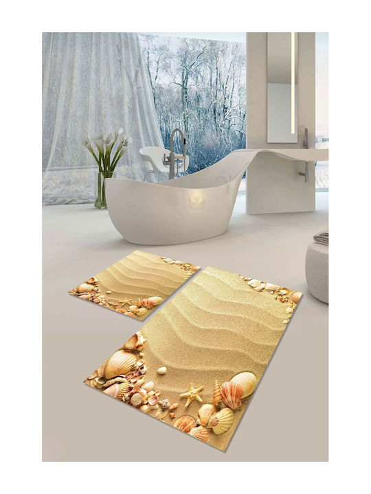 SteweHome Set Antiderapant Covoare De Baie STE-029718-P29718 Galbene 60x100cm 2 Bucăți