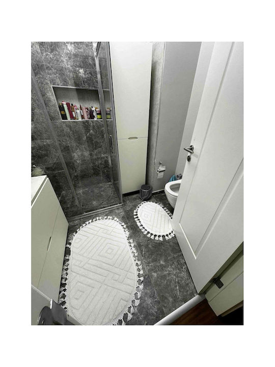 SteweHome Rutschfestes Set Badematten STE-029986-P29986 Weiß 60x100cm 2 Stück