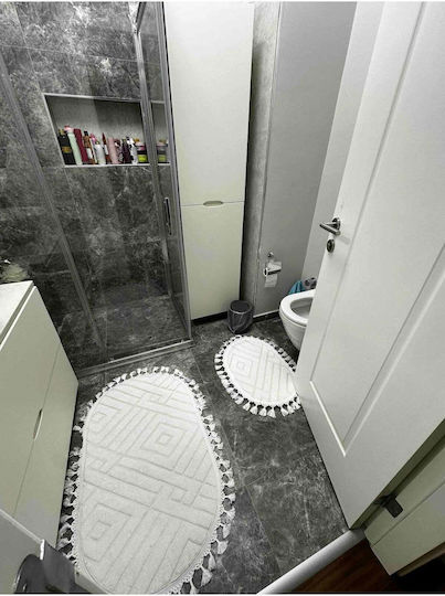 SteweHome Αντιολισθητικό Σετ Πατάκια Μπάνιου STE-029986-P29986 Λευκό 60x100εκ. 2τμχ