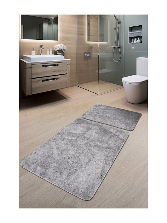 SteweHome Rutschfestes Set Badematten STE-029920-V66460 Graue 60x100cm 2 Stück
