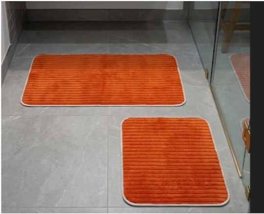 SteweHome Non-Slip Set Bath Mats STE-029895-P29895 Red 60x48cm 2 Pieces