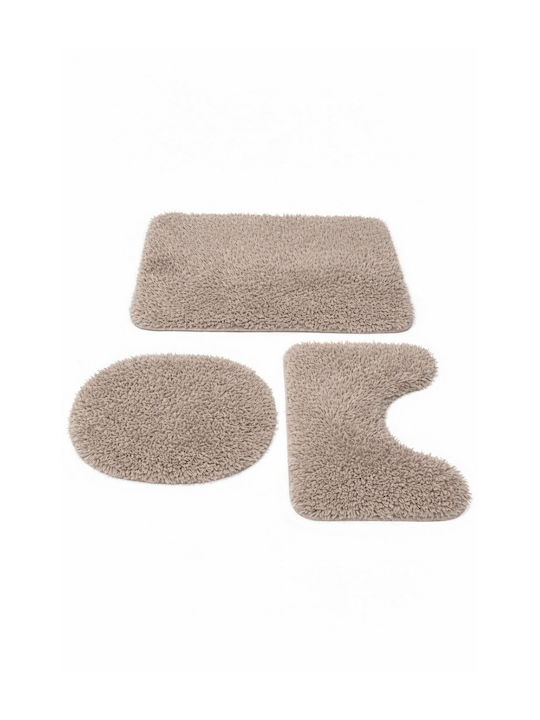 SteweHome Non-Slip Set Bath Mats STE-029916-V66441 Gray 60x100cm 3 Pieces