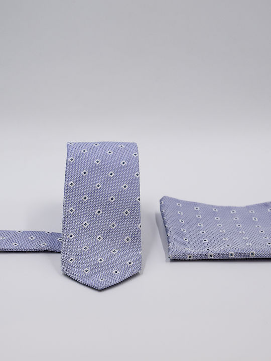 Venturi Men's Synthetic Tie Set with Printed Designs in Lilac Color