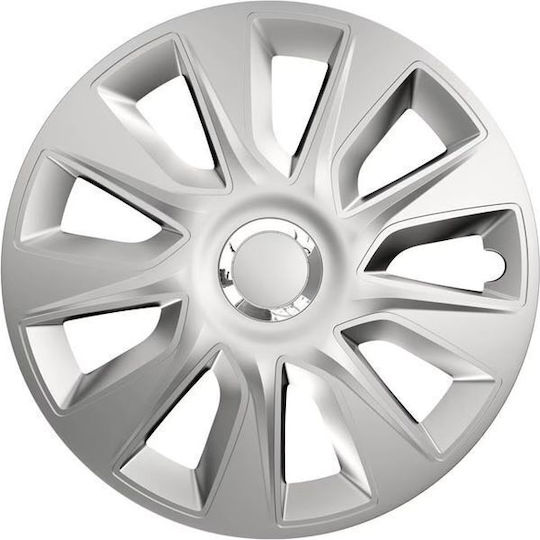 Auto Gs Set Car Hubcaps Stratos 14" 4 Pieces Silver