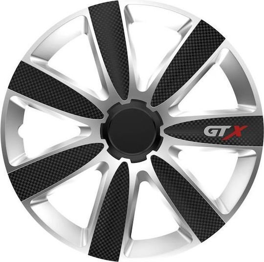 Auto Gs Set Car Hubcaps Gtx Carbon 14" 4 Pieces Black