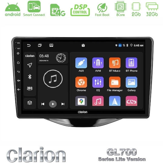 Clarion Gl700 Lite Serie 8core Android Clarionos 2+32gb Toyota Aygo Citroen C1 Peugeot 108 Navigation Multimedia Tablet 9" Carplay & Android Auto