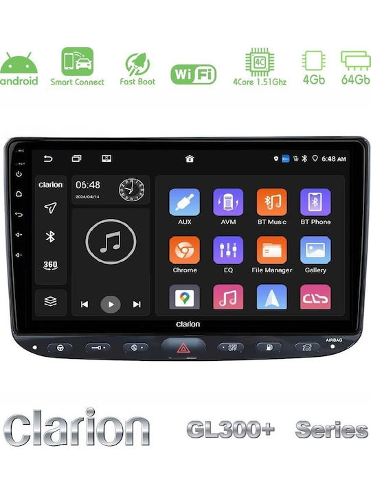 Clarion Gl300+ Series 4core Android Clarionos 4+64gb Fiat Punto Evo Navigation Multimedia Tablet 9"